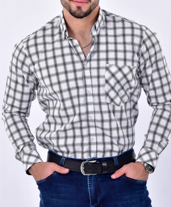 CAMISA A CUADROS BLANCA - NEGRO 2 CAMISA A CUADROS BLANCA - NEGRO 2