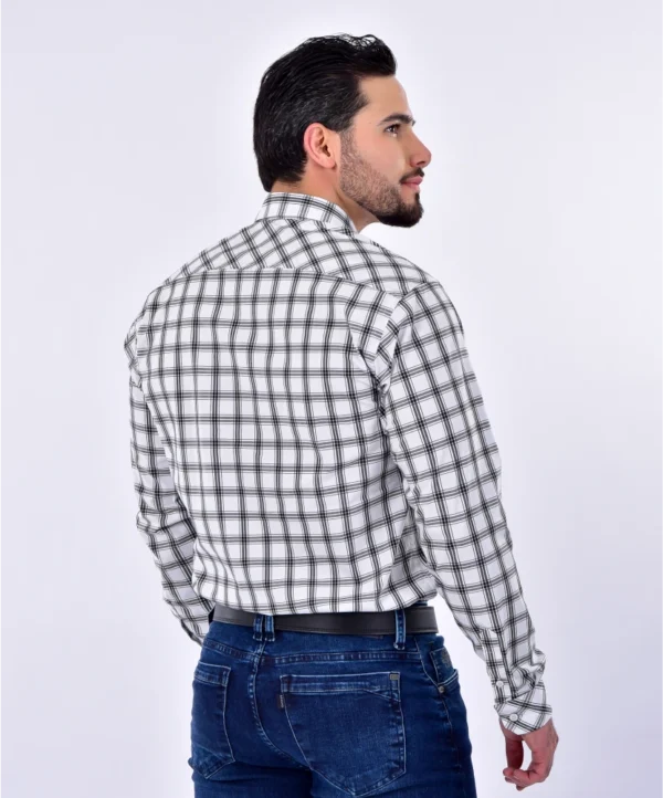 CAMISA A CUADROS BLANCA - NEGRO 3 CAMISA A CUADROS BLANCA - NEGRO 3