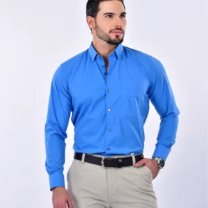 Camisa lisa - L, Azul media