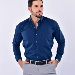 Camisa lisa - S, Azul oscuro