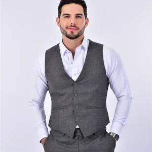 Chaleco de traje a cuadros - S, Gris