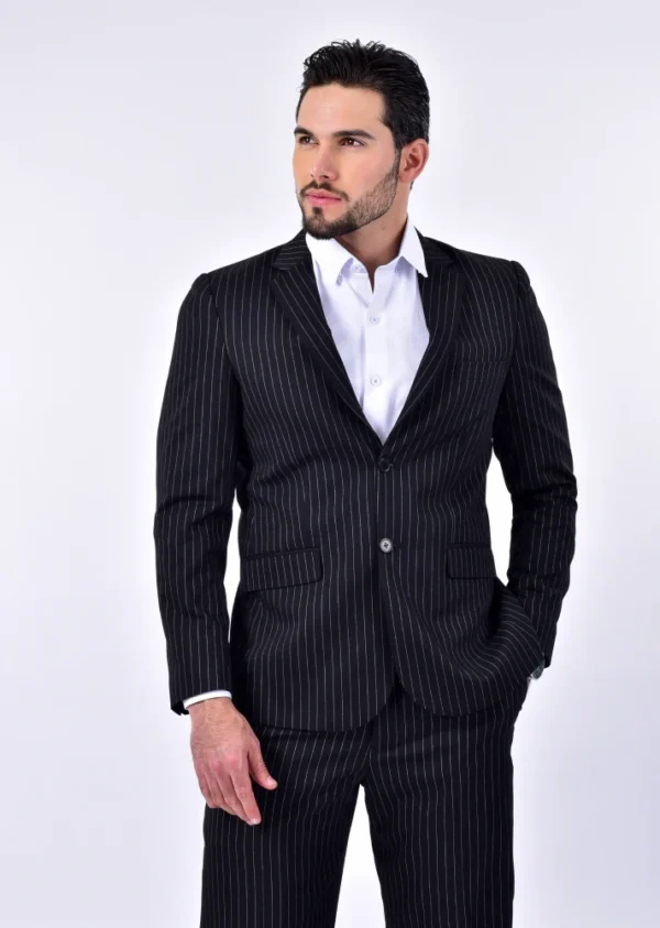 CONJUNTO DE BLAZER NEGRO RAYA TIZA 1