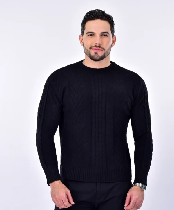 SUETER NEGRO EN LANA TRENZADA 1 SUETER NEGRO EN LANA TRENZADA 1
