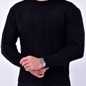 Suéter Negro en lana trenzada